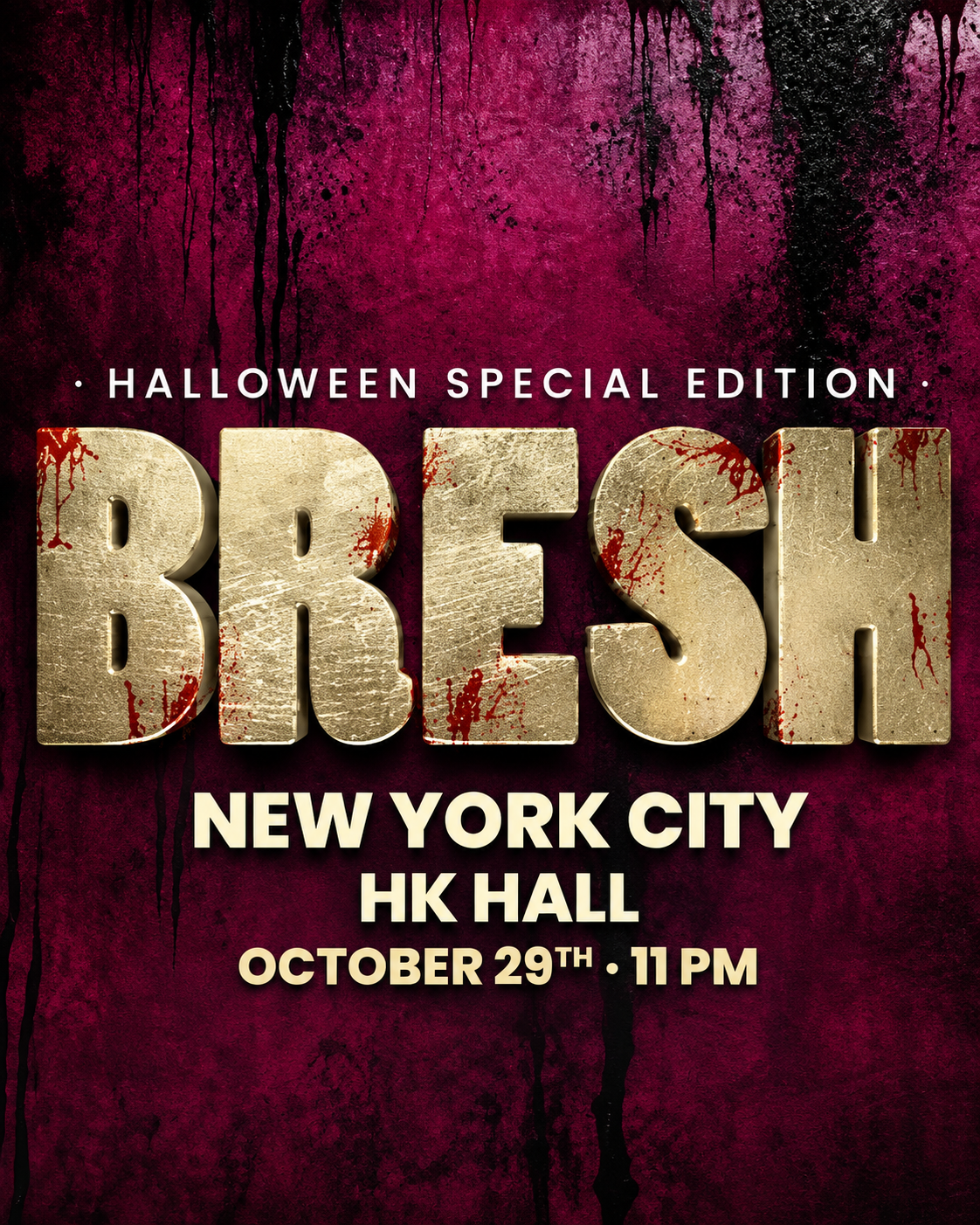 Bresh Halloween NYC party at HK Hall New York City October 29 11PM Latin music event