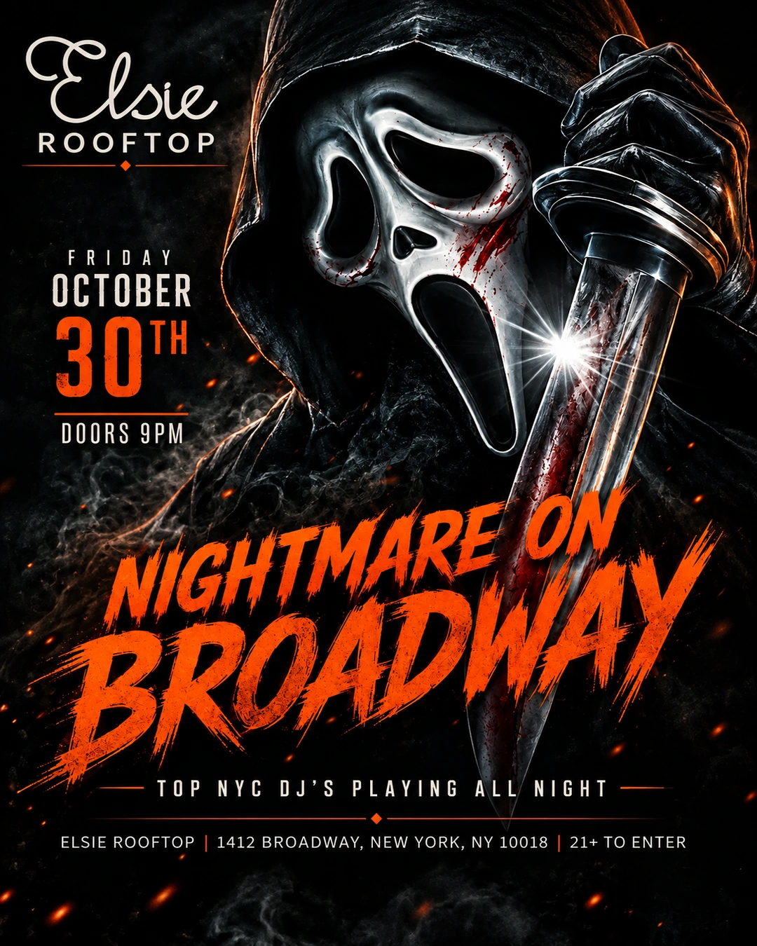 Elsie Rooftop Halloween Friday NYC 2026 Nightmare On Broadway