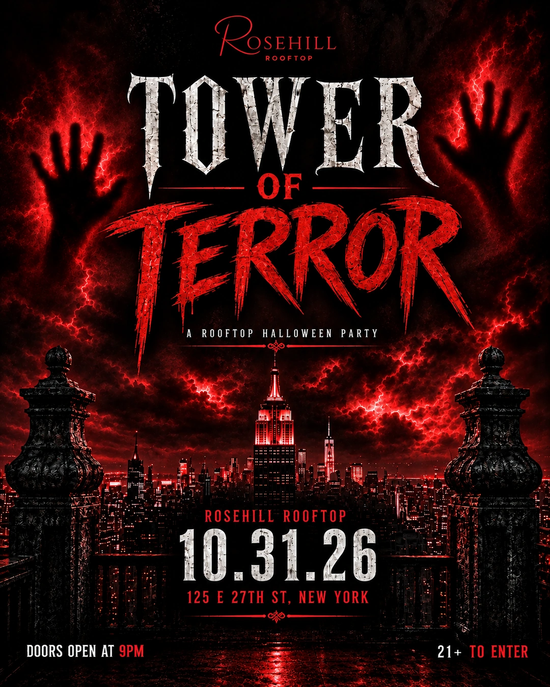 Rosehill Rooftop Halloween NYC 2026 Tower Of Terror