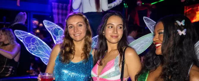 Guests in Halloween costumes at a Halloween party in NYC