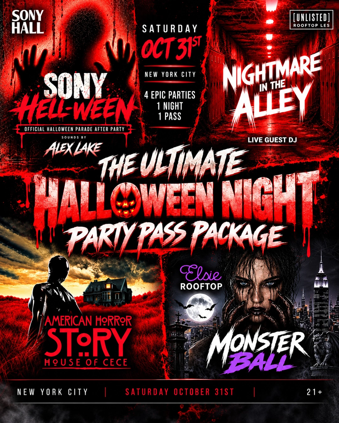 NYC Halloween Party Pass 2026 four parties one ticket